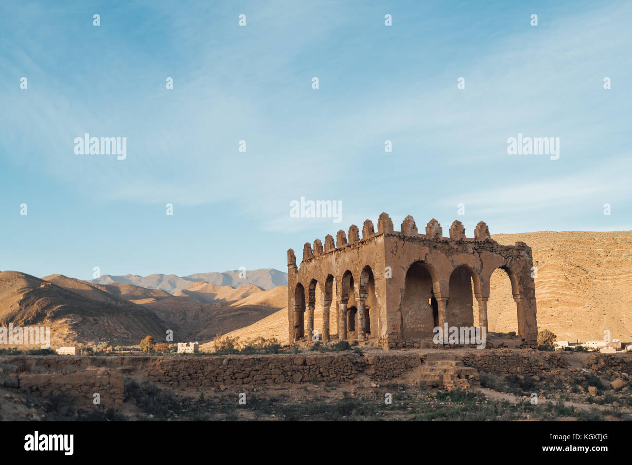 Ancient morrocan ruins of kasbah near taliouine. South of morocco Stock Photo