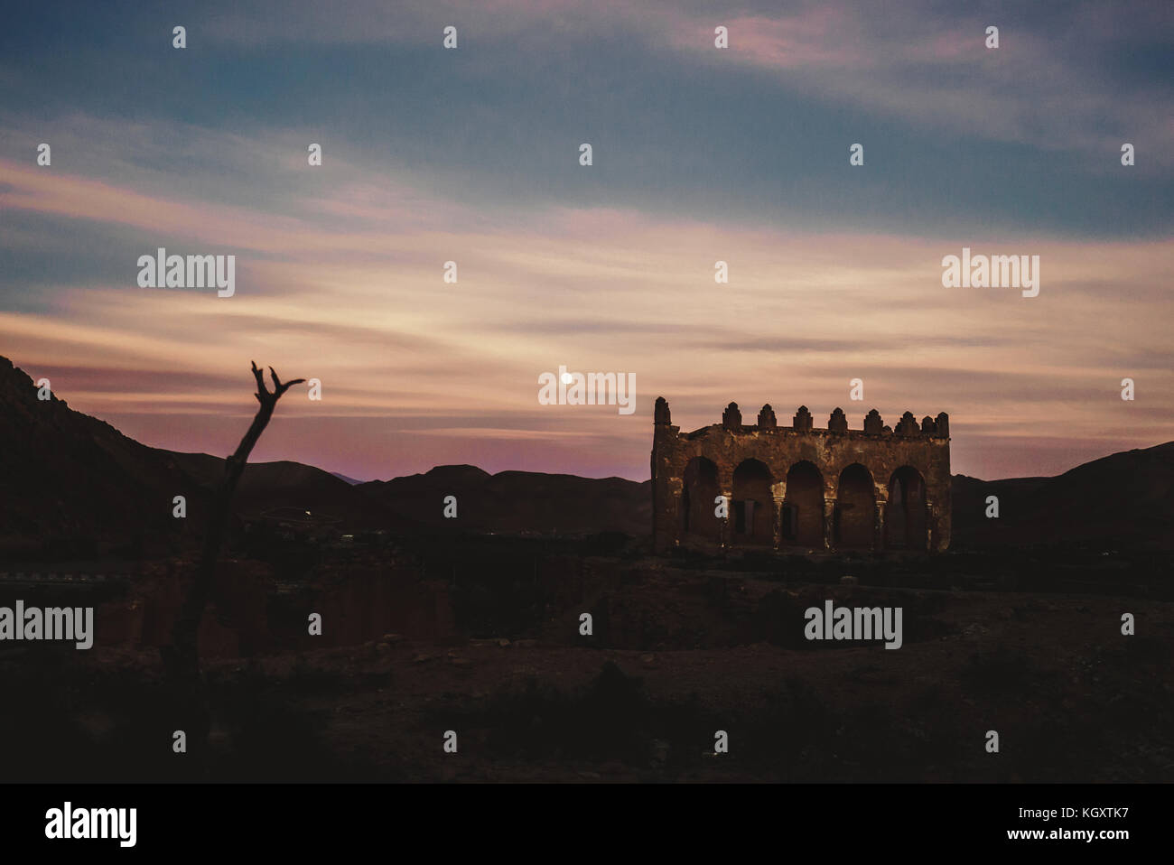 moroccan ruins Kasbah captured during dusk near Taliouine morocco Stock Photo