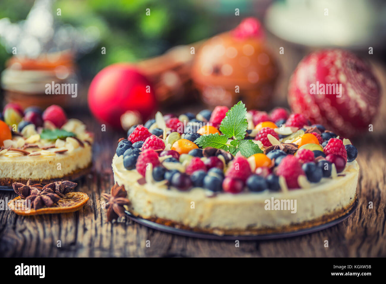 Cheescake With Fresh Fruit Berries Strawberries Raspberries And