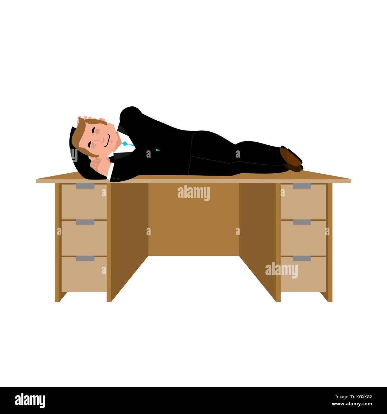 Businessman Is Sleeping On Table Boss Asleep Office Life Vector