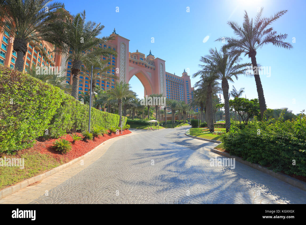 Luxury resort hotel on Palm island in Dubai. Stock Photo