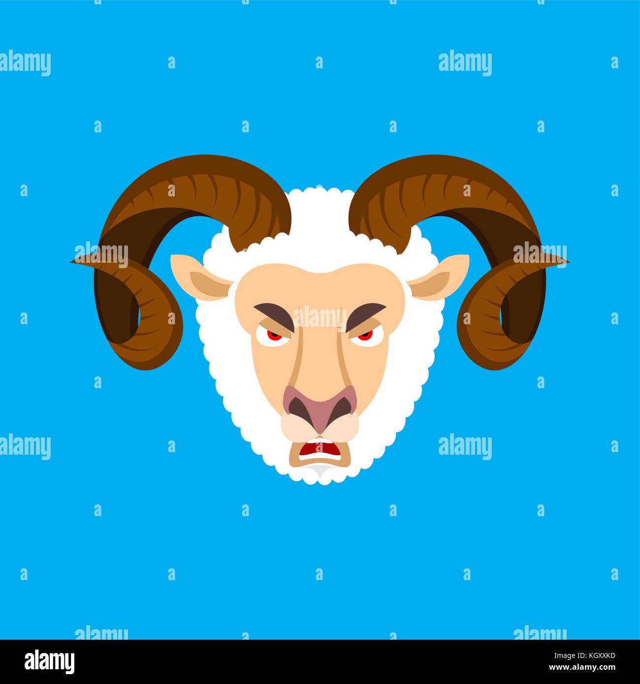 Ram angry face. Sheep evil emoji. Farm animal aggressive. Vector  illustration Stock Vector Image & Art - Alamy