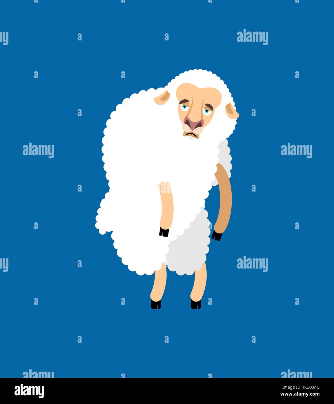 Cartoon illustration lamb sad expression hi-res stock photography and