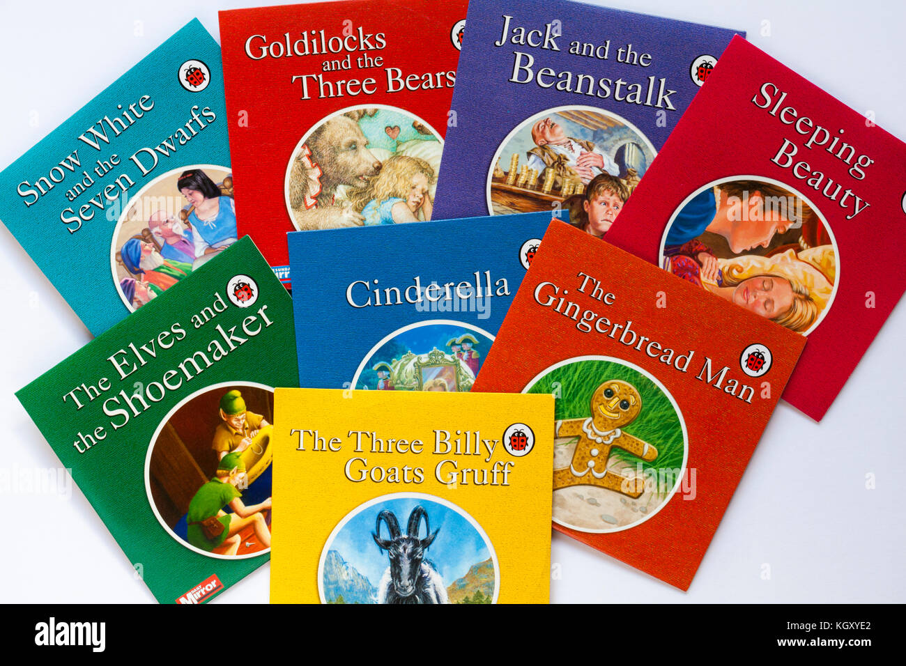 Selection of Ladybird children's DVDs set on white background Stock Photo