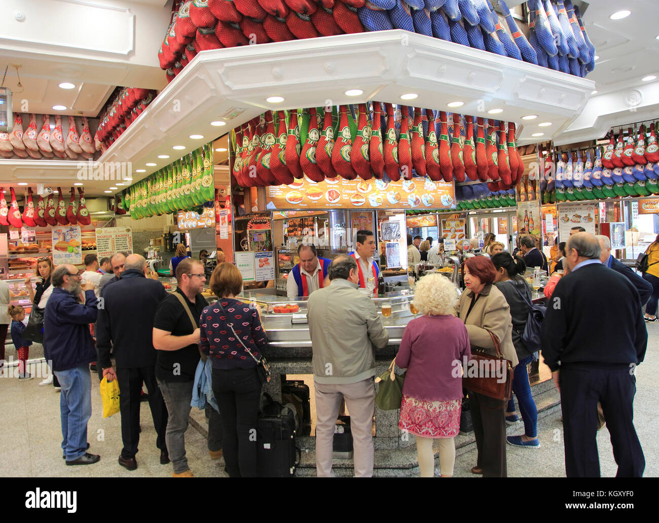 Customers inside a Museo del Jamon chain store shop in Madrid city