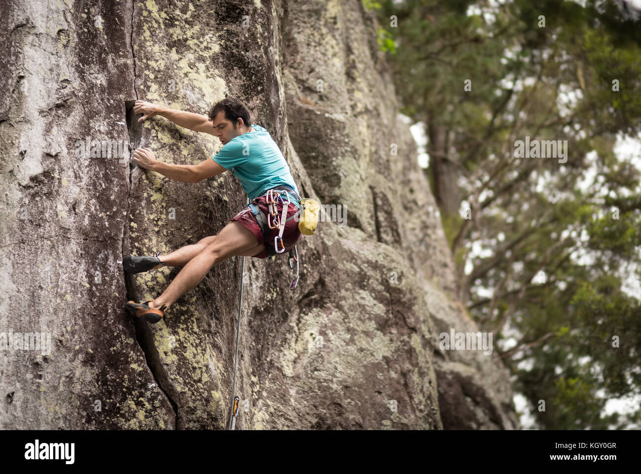 Rock climbing at Waipapa Stock Photo