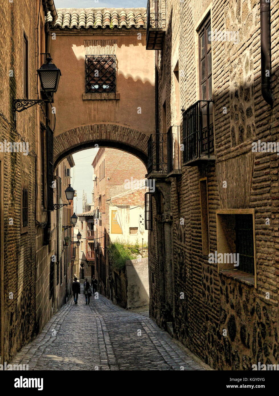 An ancient cobbled street in Toledo Spain Stock Photo