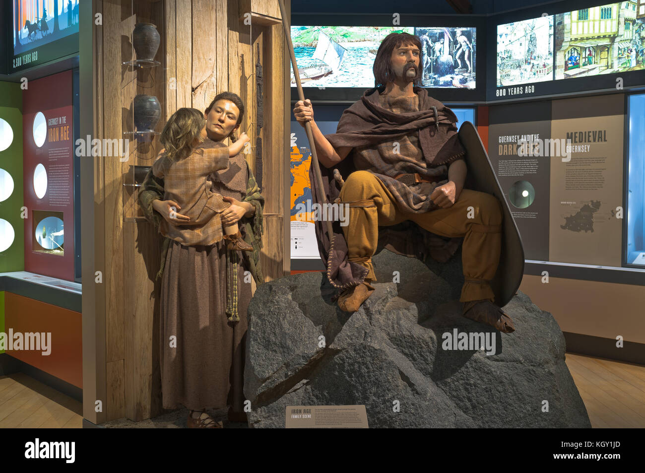 dh Guernsey Museum ST PETER PORT GUERNSEY Candie Park Museum neolithic Guernsey exhibit display channel islands bronze age people Stock Photo