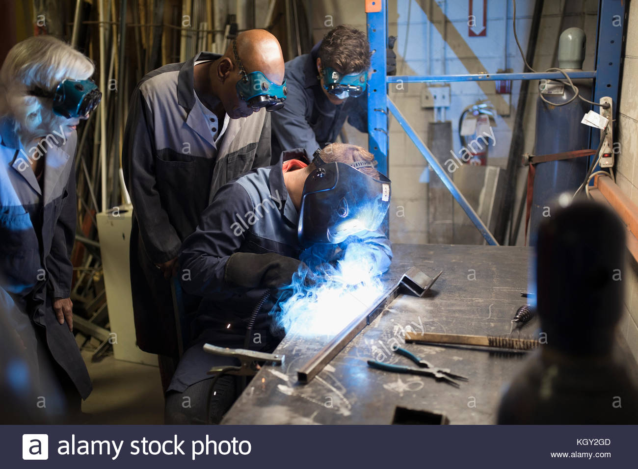 Welders welding in Stock Photo Alamy