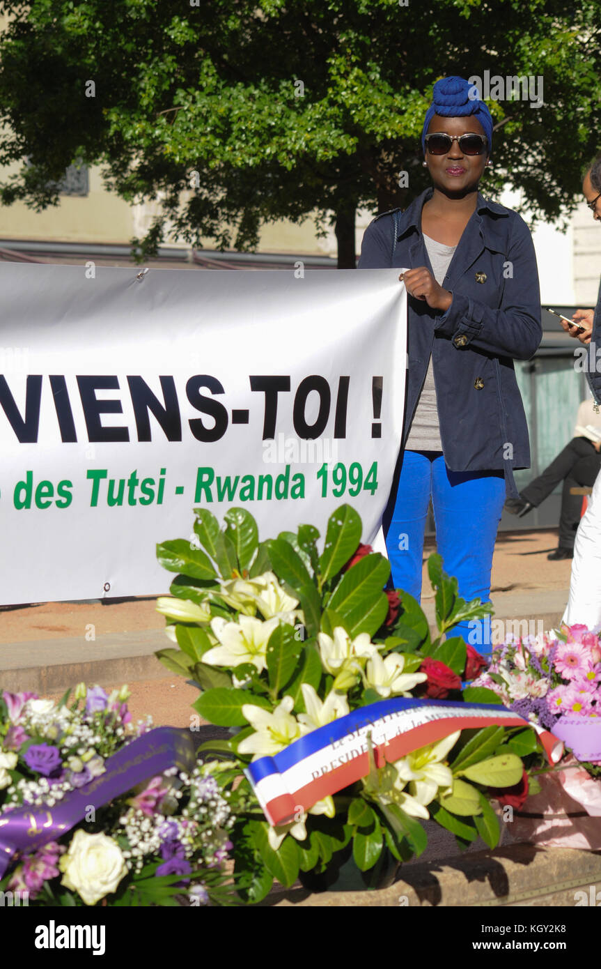 A ceremony pays homage to the victims of Rwanda Genocide, Lyon, France ...