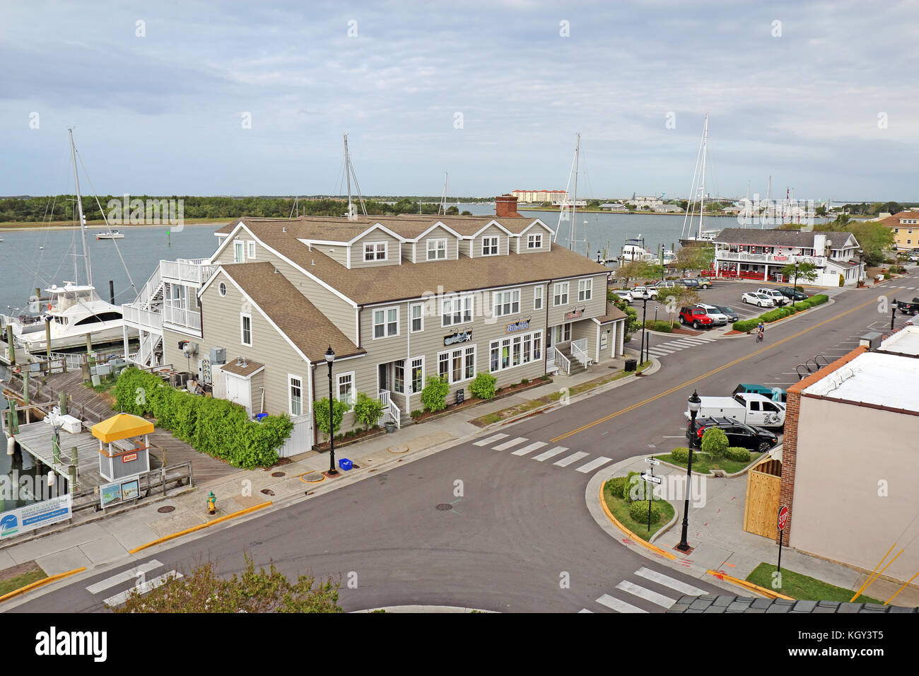 BEAUFORT, NORTH CAROLINA APRIL 19 2017 Businesses on Front Street in