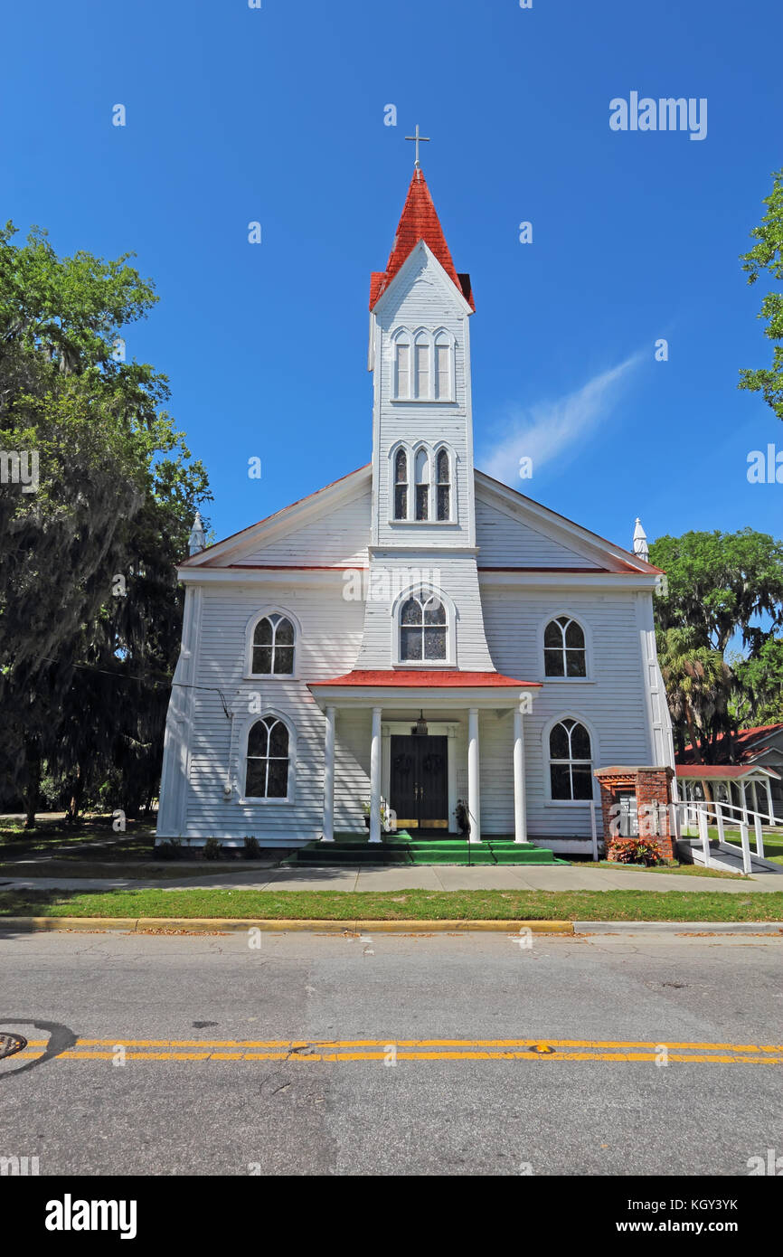 BEAUFORT, SOUTH CAROLINA - APRIL 16 2017: Tabernacle Baptist Church on Craven Street in the Historic District. The church was built by the African-Ame Stock Photo