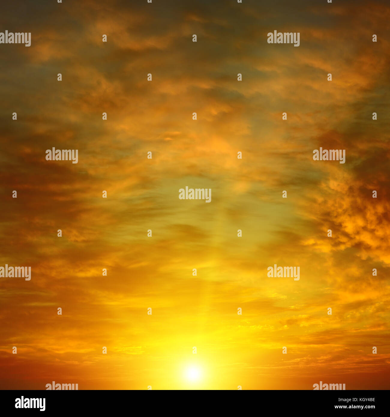 Bright epic dawn. Heavenly background. Stock Photo
