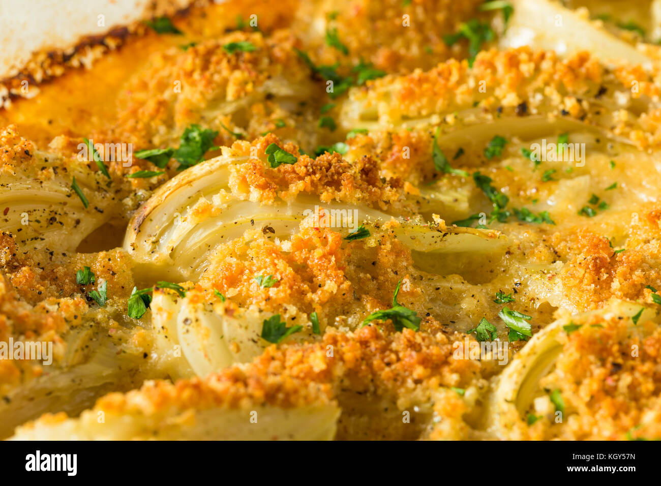 Homemade Cheesy Fennel Gratin with Parmesan and Parsley Stock Photo Alamy