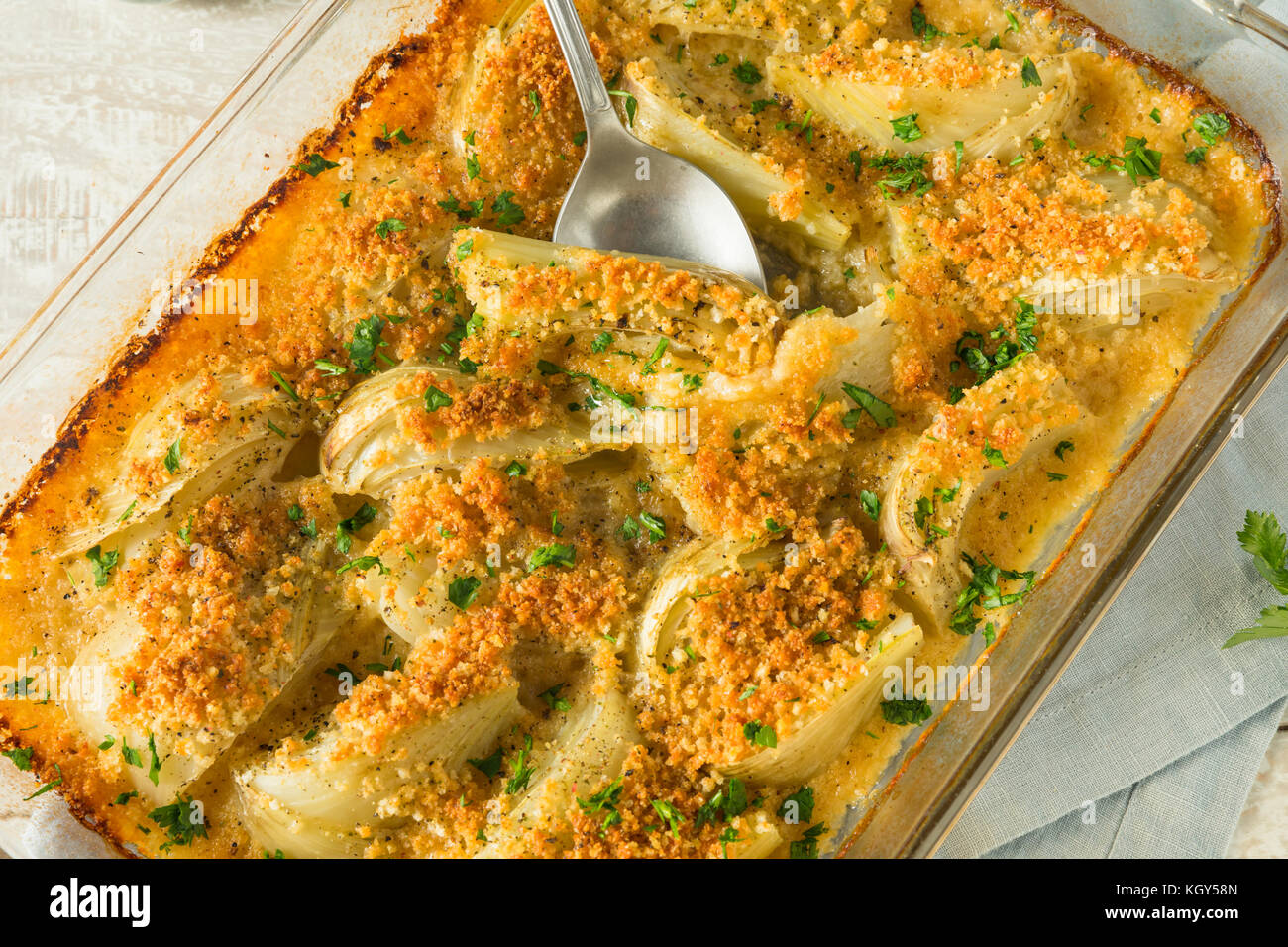 Homemade Cheesy Fennel Gratin with Parmesan and Parsley Stock Photo Alamy