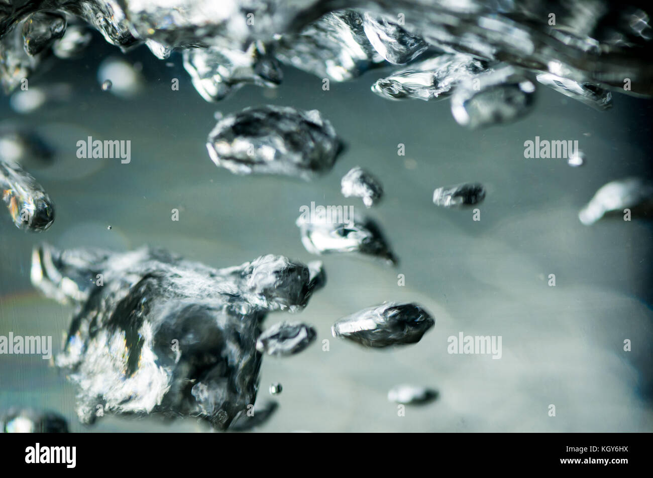 close up of boiling water in a glass kettle Stock Photo