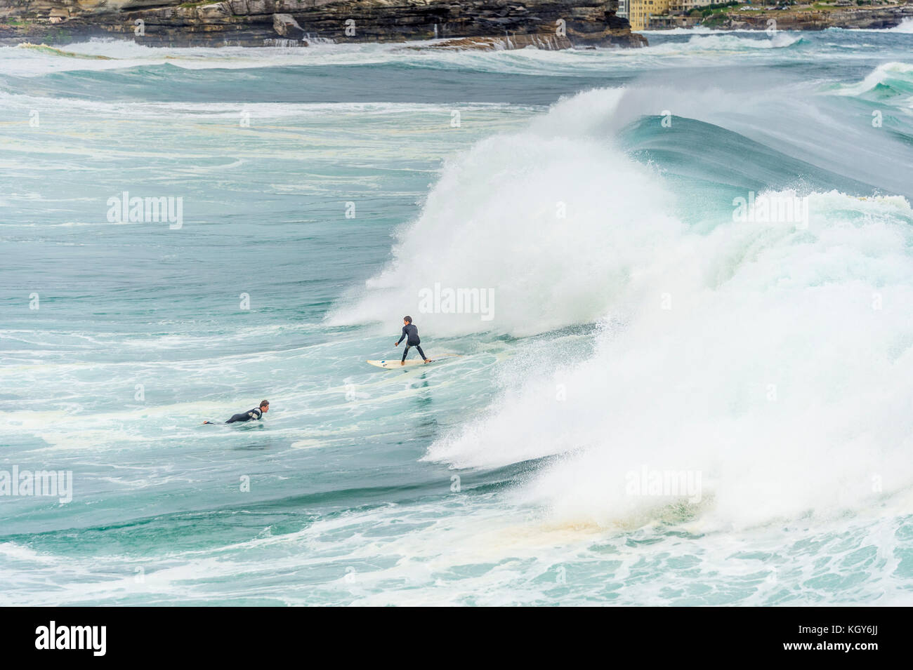Surfing at Bronte Beach in Sydney, NSW, Australia Stock Photo