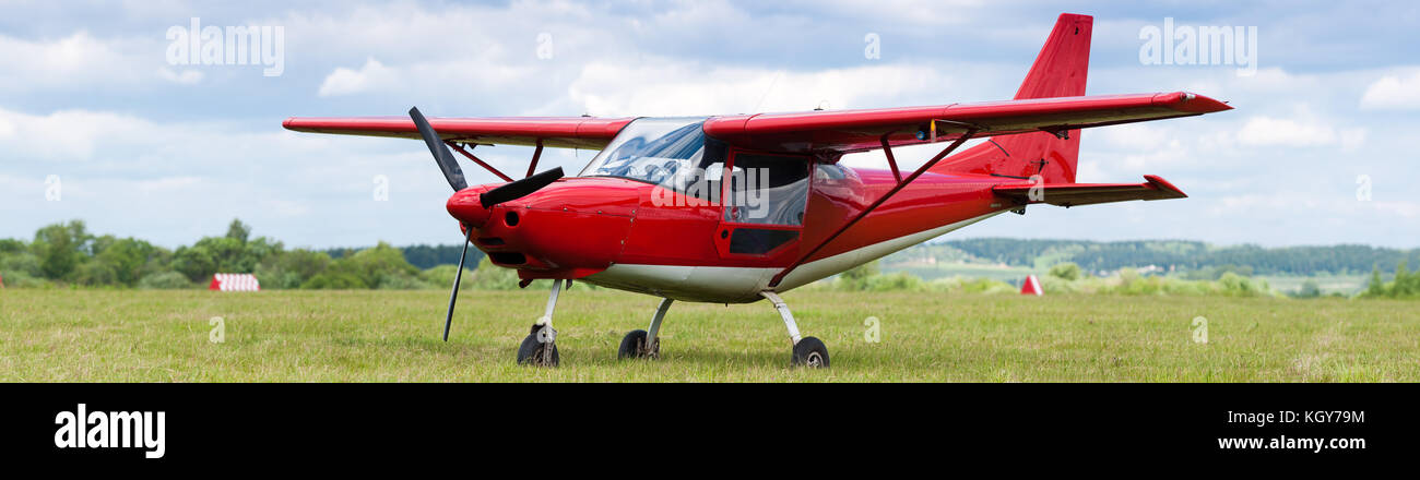 propeller airplane on the ground Stock Photo