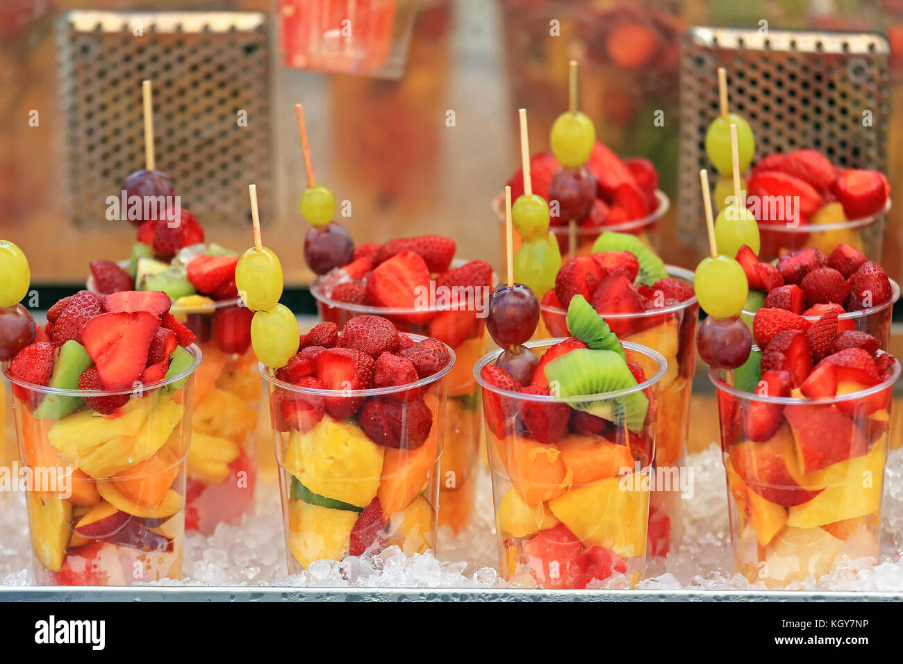 Fresh Fruits in Plastic Cups Stock Photo: 165326610 - Alamy