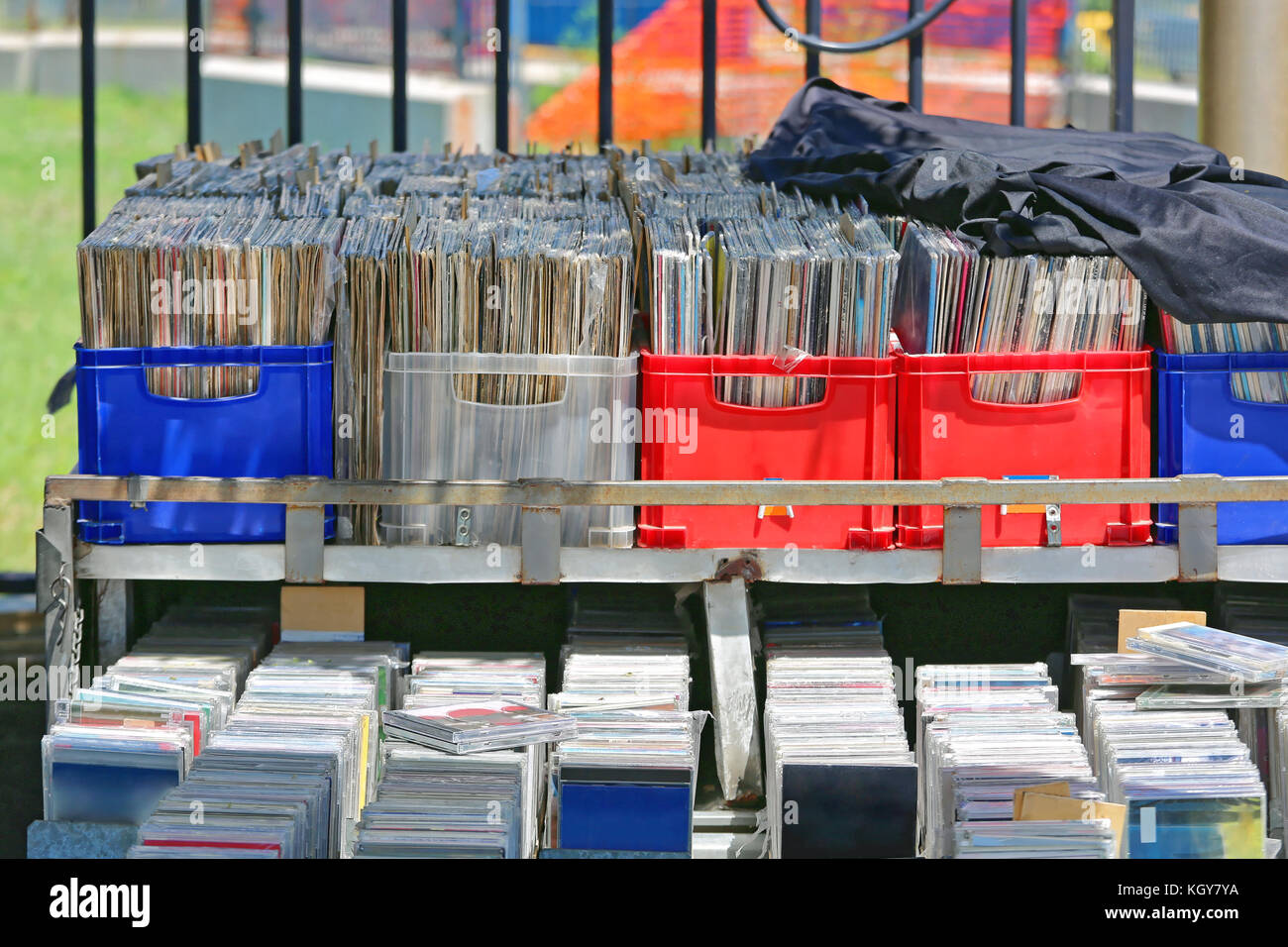 CD and LP Vinyl Records Collection in Plastic Crates Stock Photo Alamy