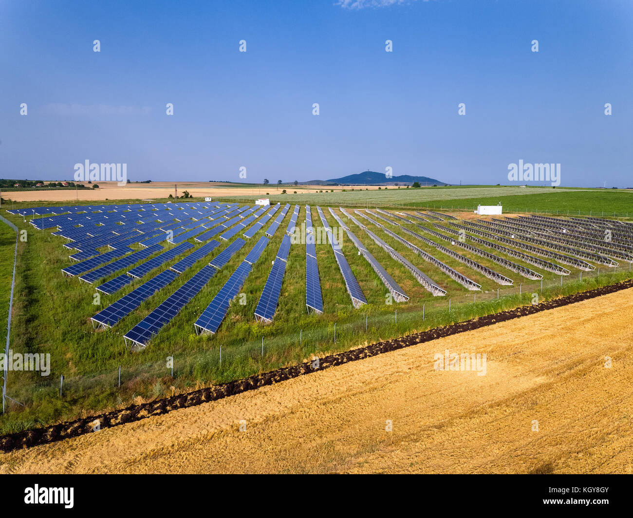 Power plant using renewable solar energy with sun Stock Photo - Alamy