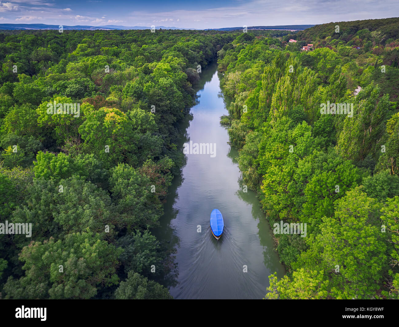 Aerial view forest river hi-res stock photography and images - Alamy