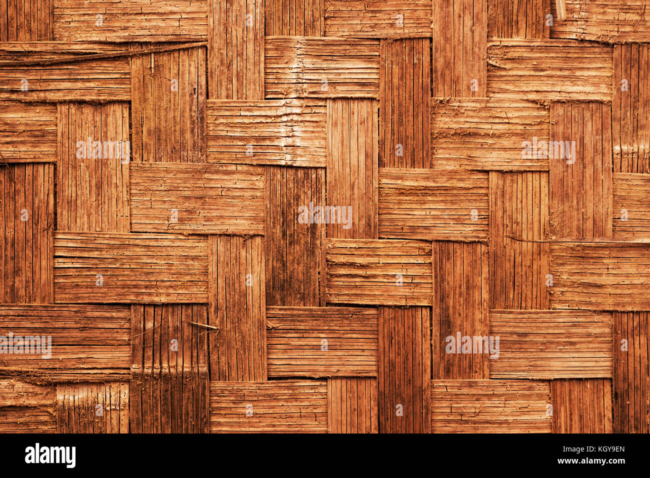 braided wooden panel from natural material. Stock Photo