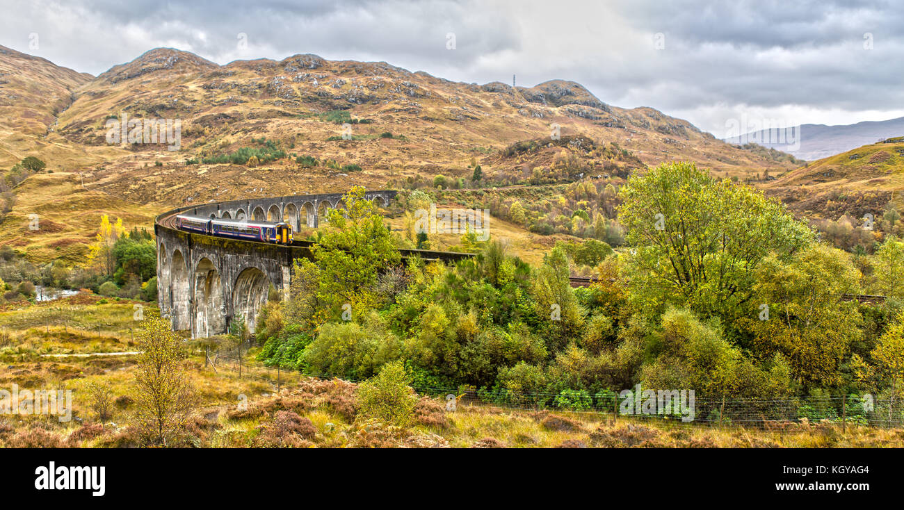 The Glenfinnan Viaduct in Scotland in Autumn Stock Photo