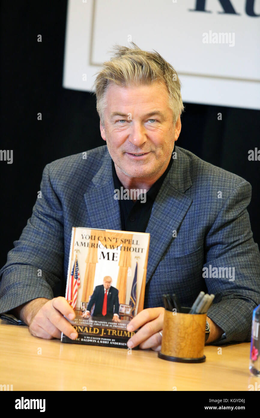 Princeton, NJ, USA. 10th Nov, 2017. Alec Baldwin and Kurt Andersen pictured at Barnes and Noble for a book signing event for the new book, You Can't Spell America Without Me in Princeton, New Jersey on November 10, 2017 Credit: Star Shooter/Media Punch/Alamy Live News Stock Photo