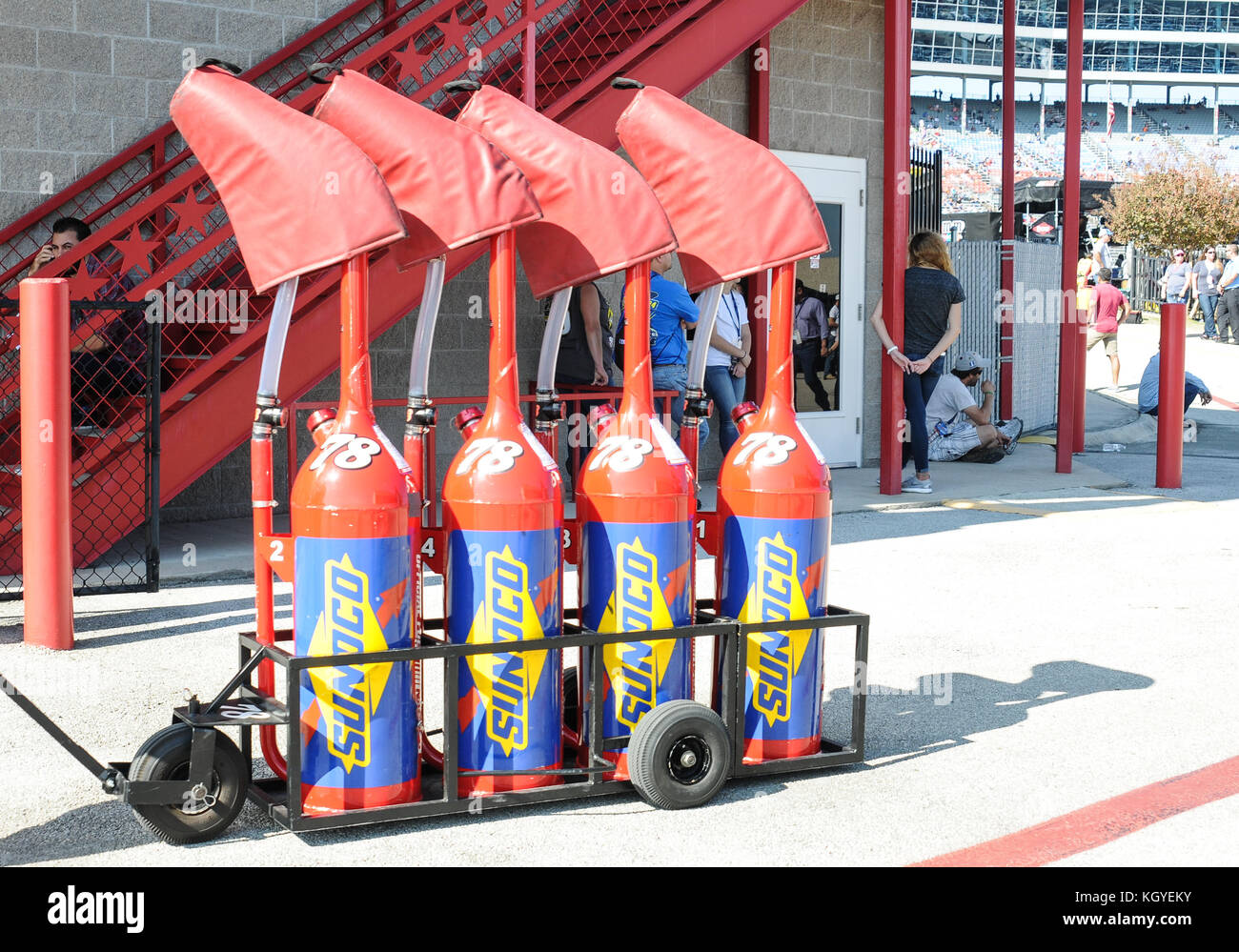 Fort Worth, Texas, USA. 5th Nov, 2017. Sunoco racing fuel in cans ready