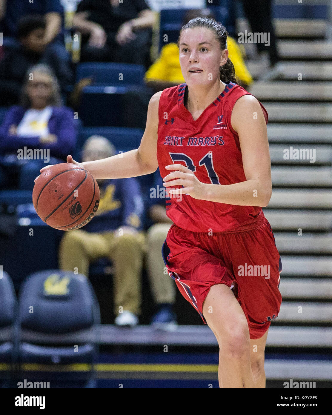 Nov 11 2017 Berkeley CA U.S.A. Saint Mary's guard Stella Beck (21) game ...