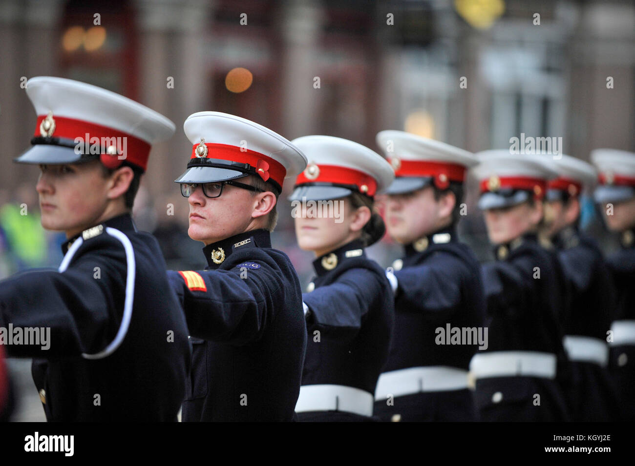 London, UK. 11th Nov, 2017. Cadets line up outside St. Paul's Cathedral during The Lord Mayor's Show, the oldest and grandest civic procession in the world. For over 800 years, the newly elected Lord Mayor of London makes his or her way from the City to distant Westminster to swear loyalty to the Crown. Credit: Stephen Chung/Alamy Live News Stock Photo