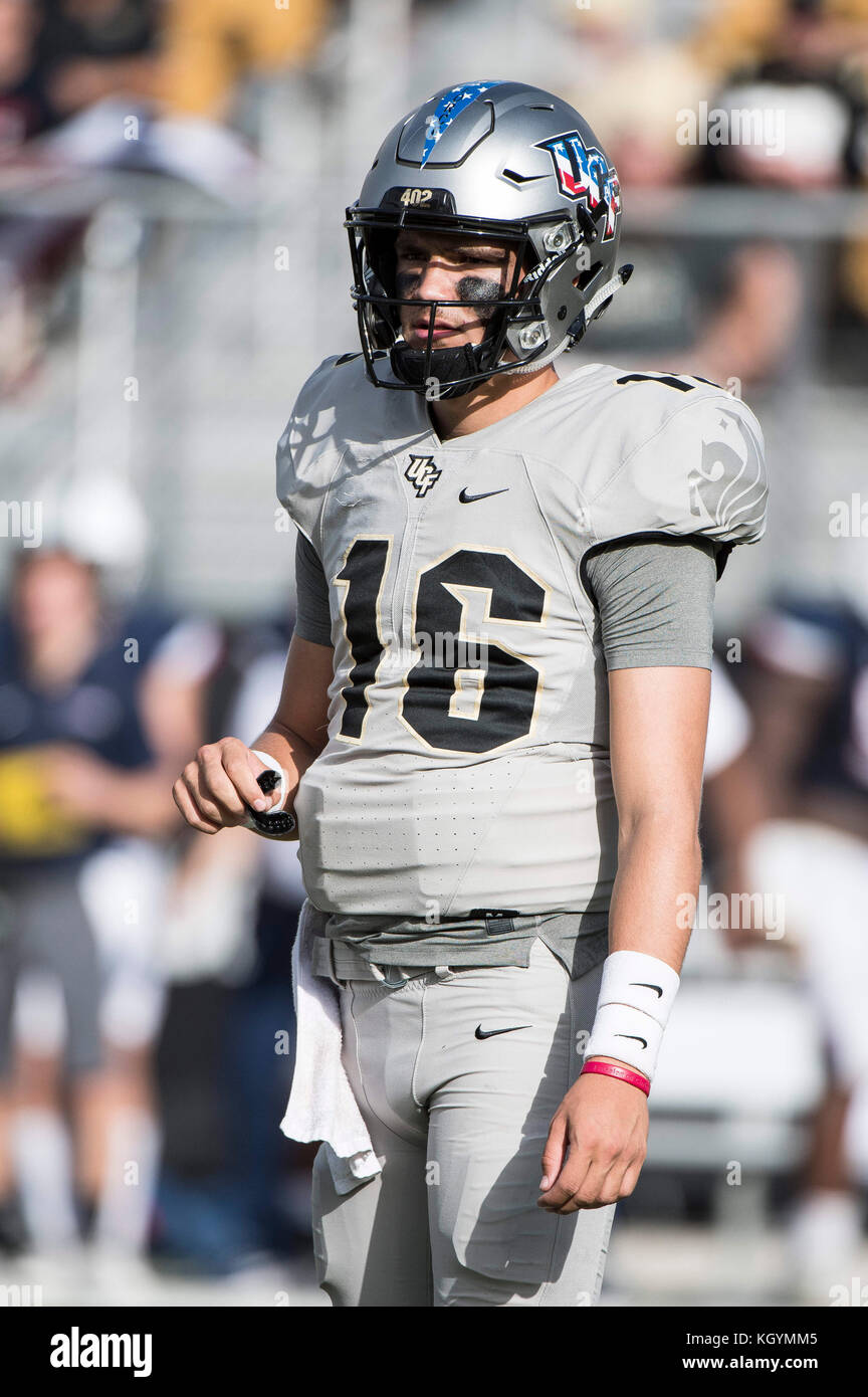 Orlando, FL, USA. 11th Nov, 2017. UCF Knights quarterback Noah Vedral (16)  during NCAA football game between the UConn Huskies and the UCF Knights.  Central Florida defeated Connecticut 49-24 at Spectrum Stadium