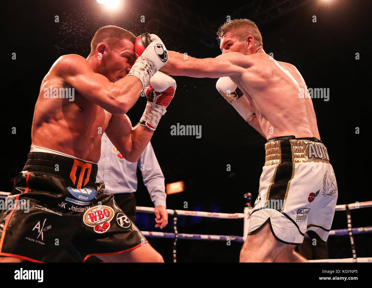 Metro Radio Arena, Newcastle, UK.     11th of November 2017,  Frank Warren Boxing Promotion. Smith V Williams 2  Liam Smith v Liam Williams, Official Eliminator WBO World Super -Welterweight  Liam Smith in White Shorts, Smith Won on Decision,                           Credit Huw Fairclough/ Alamy Live News Stock Photo