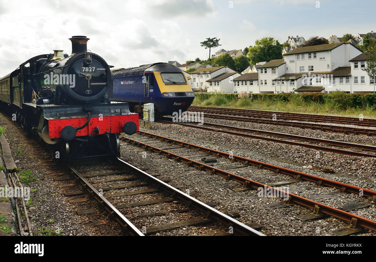 A Steam Train On The Dartmouth Steam Railway Passing A Stationary Stock Photo Alamy A Steam Train On The Dartmouth Steam Railway Passing A Stationary Stock Photo Alamy