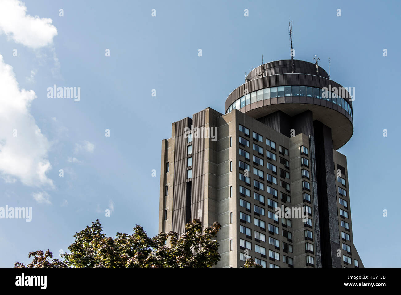 Quebec City, Canada 13.09.2017 - Loews Hotel Le Concorde view in summer sunny blue sky Stock Photo