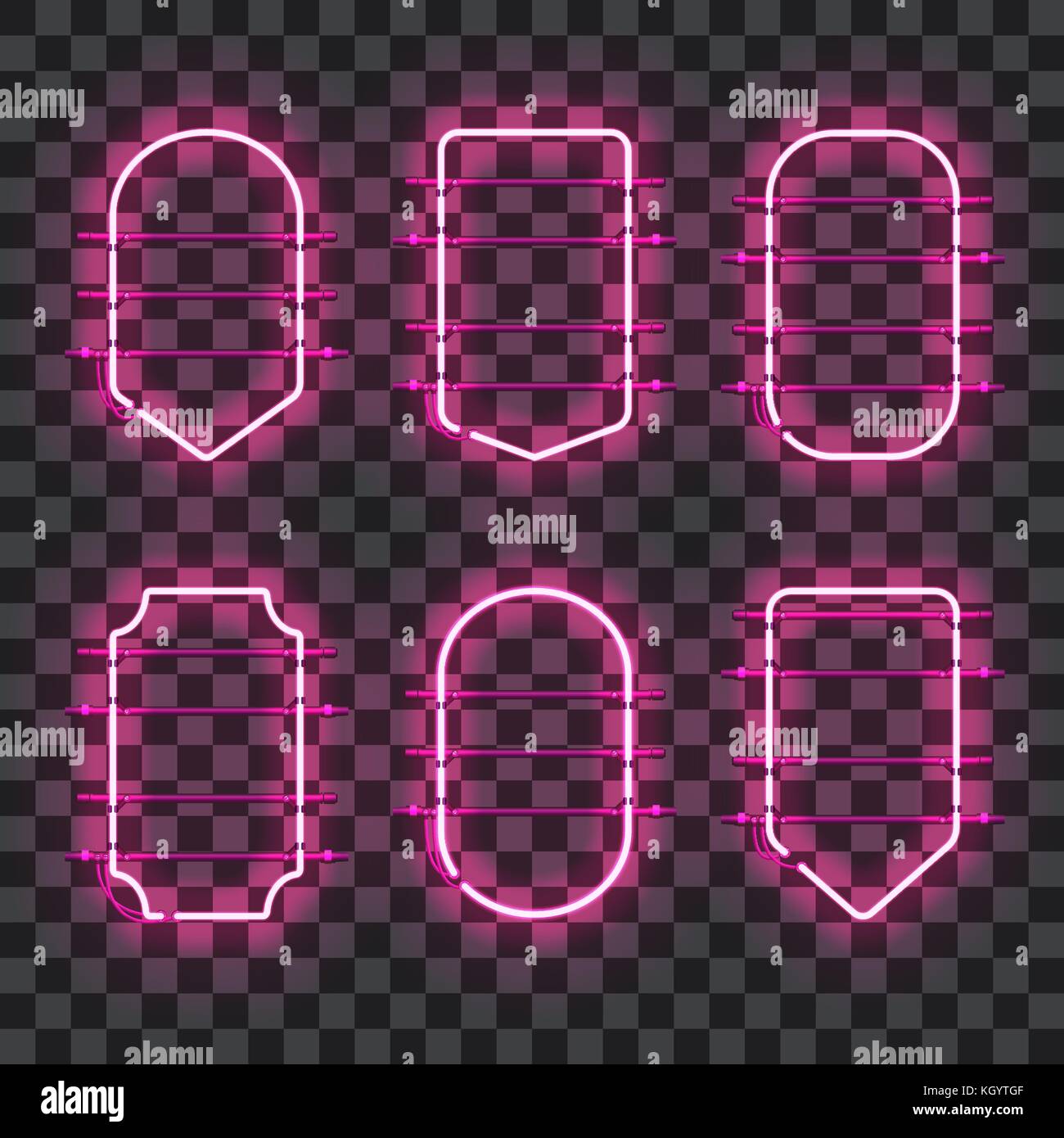 Set of realistic glowing purple neon frames Stock Vector Image & Art ...