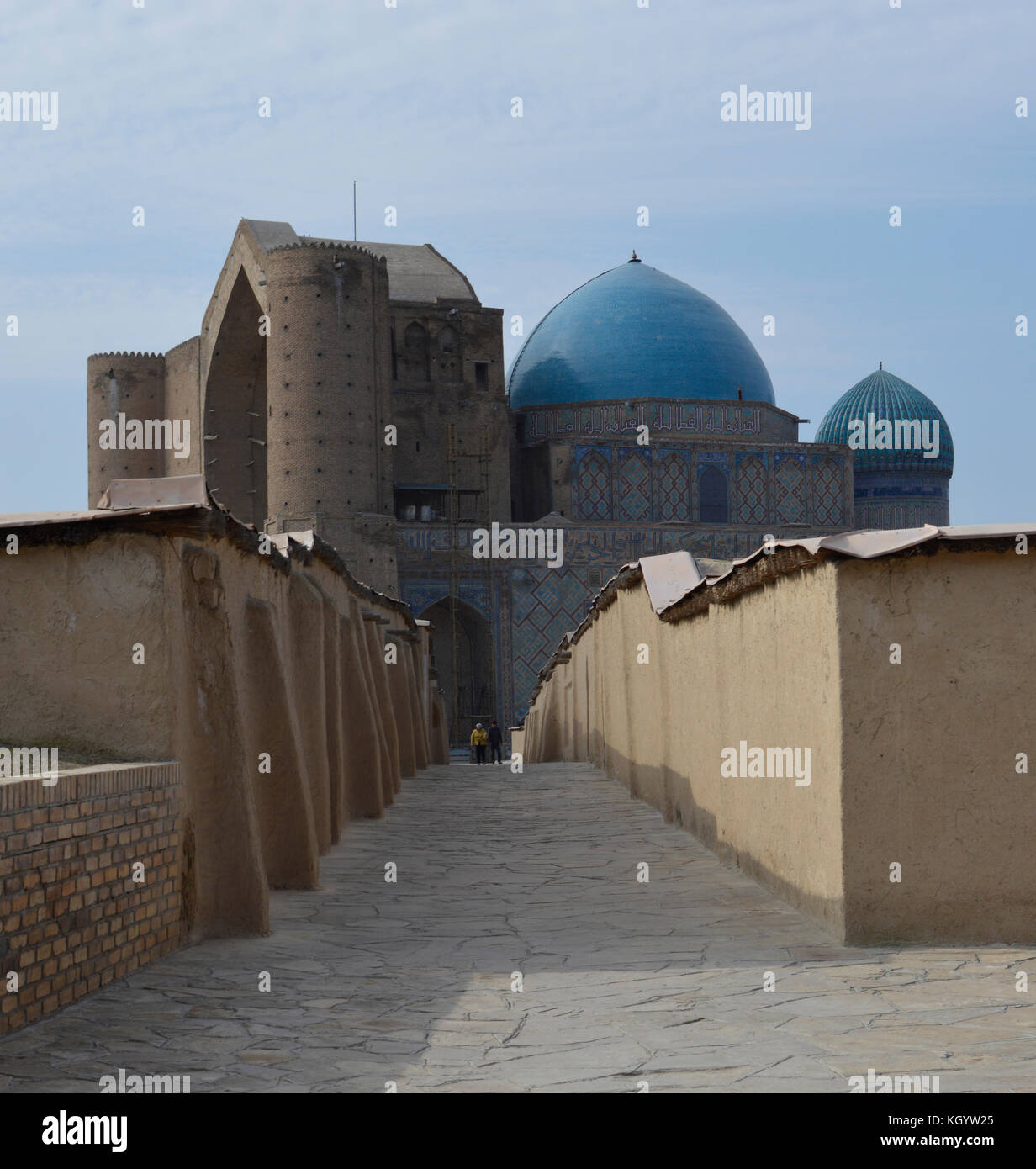 Turkestan, Turkistan is an ancient city in Kazakhstan with archelogic record dating back to the 4th century. Many mausoleums; Khwaja Ahmad Yasavi Stock Photo