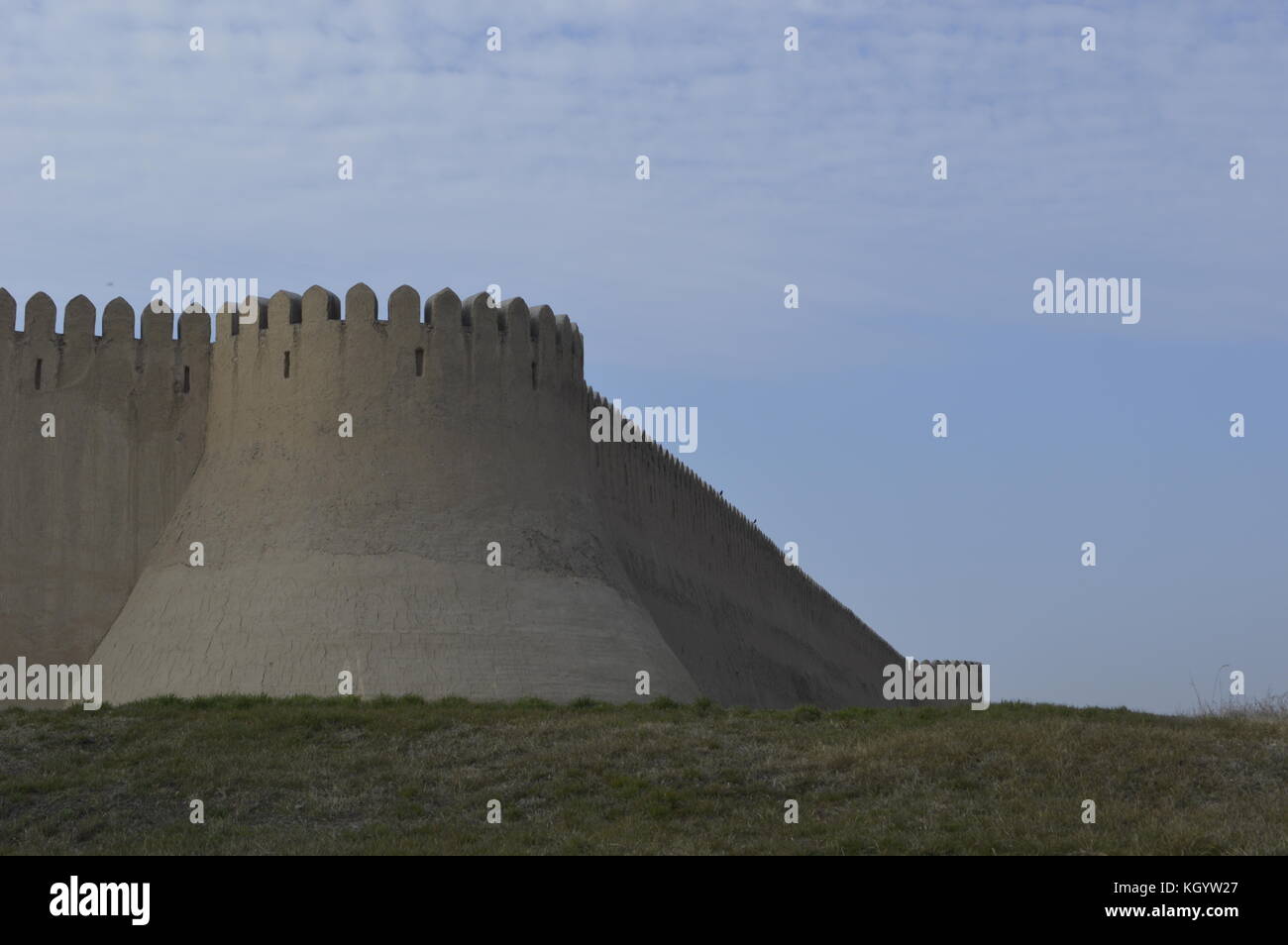 City wall of Turkestan is an ancient city, Kazakhstan, with archelogic record dating back to the 4th century. Many mausoleums; Khwaja Ahmad Yasavi Stock Photo