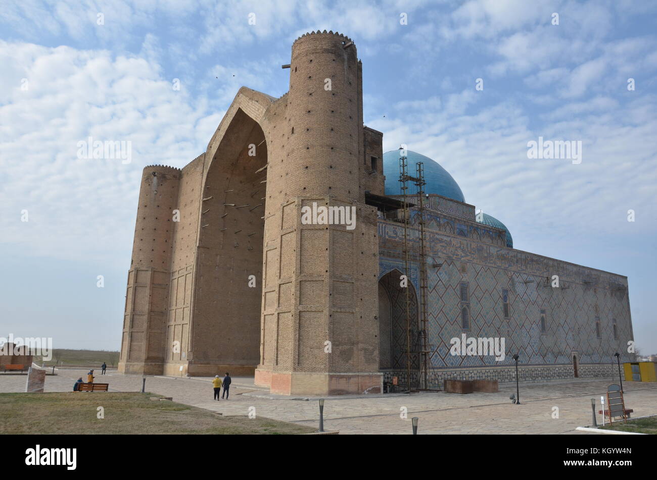 Turkestan, Turkistan is an ancient city in Kazakhstan with archelogic record dating back to the 4th century. Many mausoleums; Khwaja Ahmad Yasavi Stock Photo