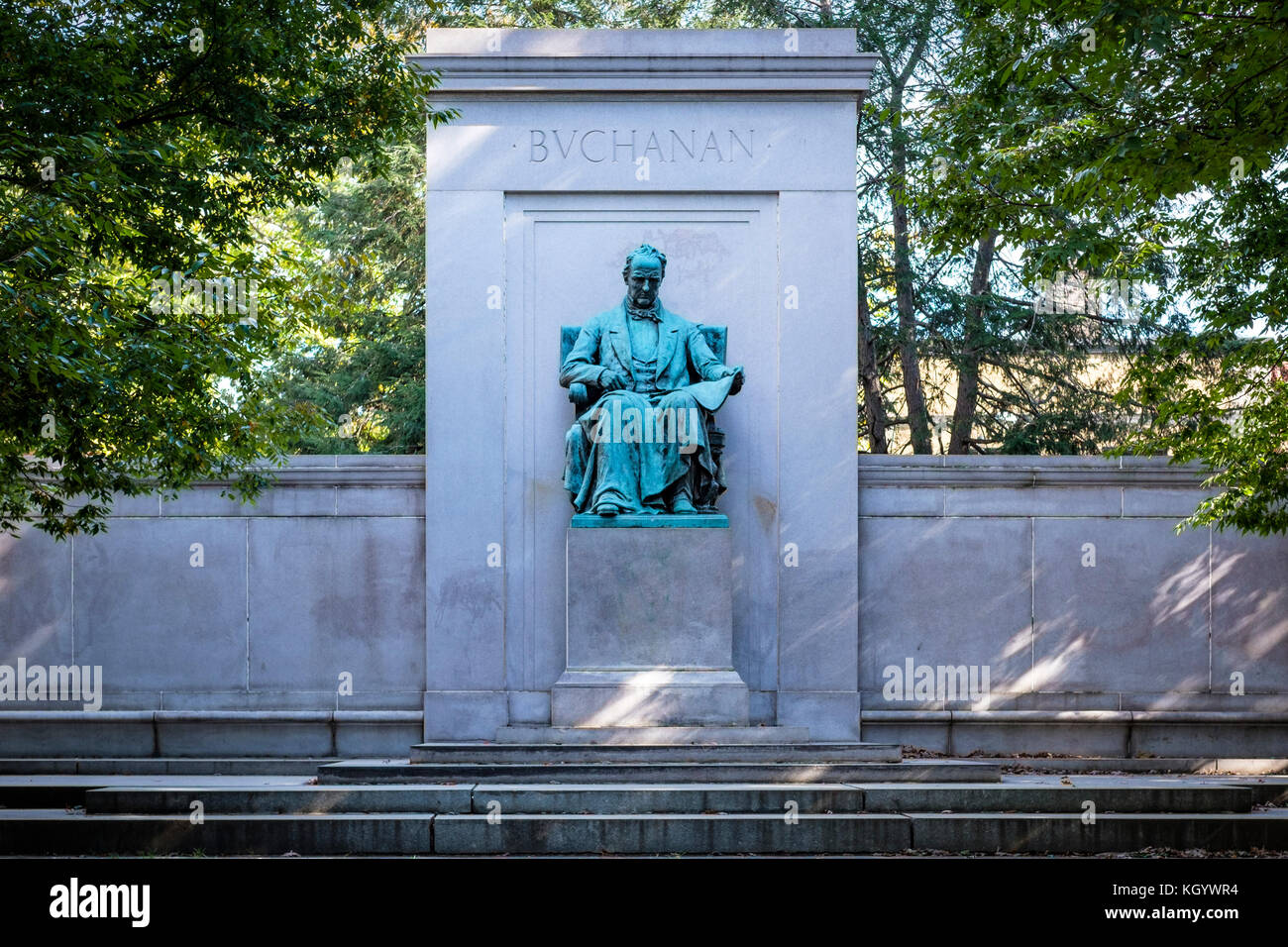 James Buchanan Memorial at Meridian Hill Park Northwest, Columbia Heights, Washington, D.C., by artist Hans Schuler, United States of America, USA. Stock Photo