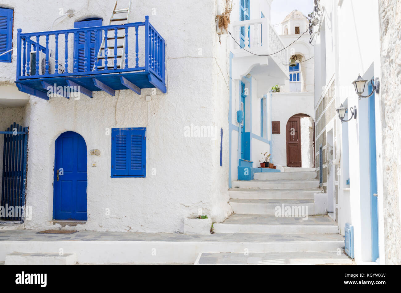 The white-washed Mandraki Town, Nisyros Island, Dodecanese, Greece Stock Photo