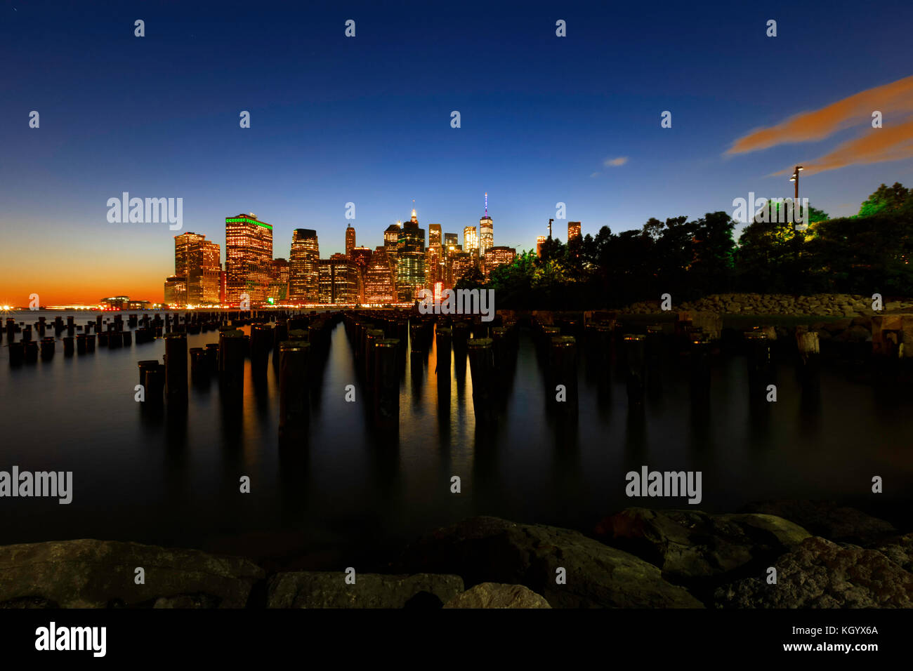 Bright lights of New York City at night Stock Photo - Alamy