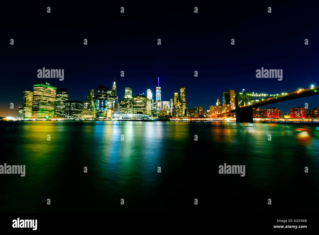 Bright lights of New York City at night Stock Photo - Alamy