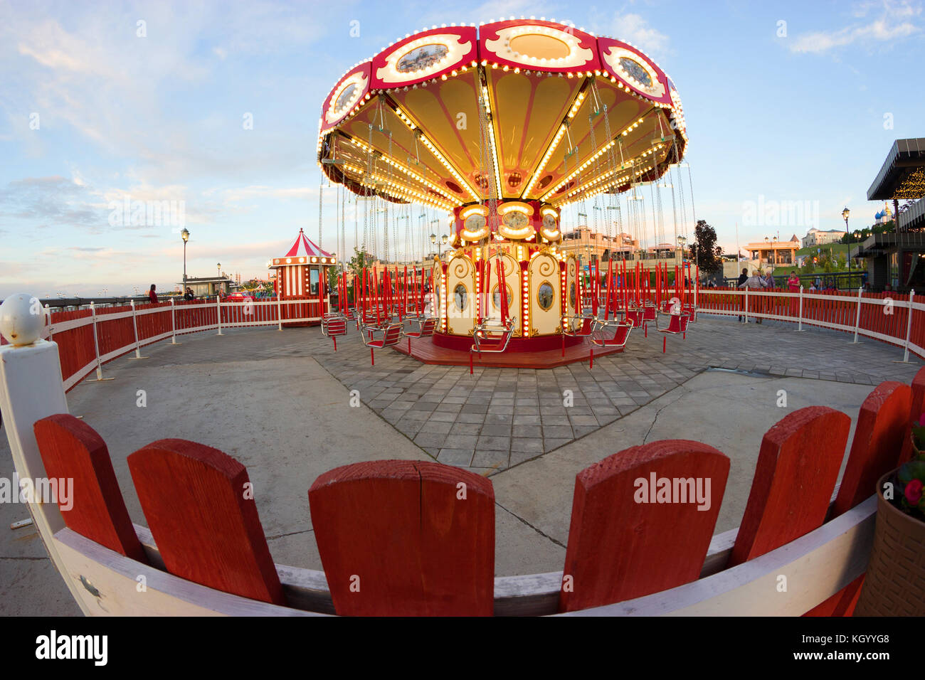 Carrousel Rides Red red illuminated french carousel in amusement park for childerent Stock ...