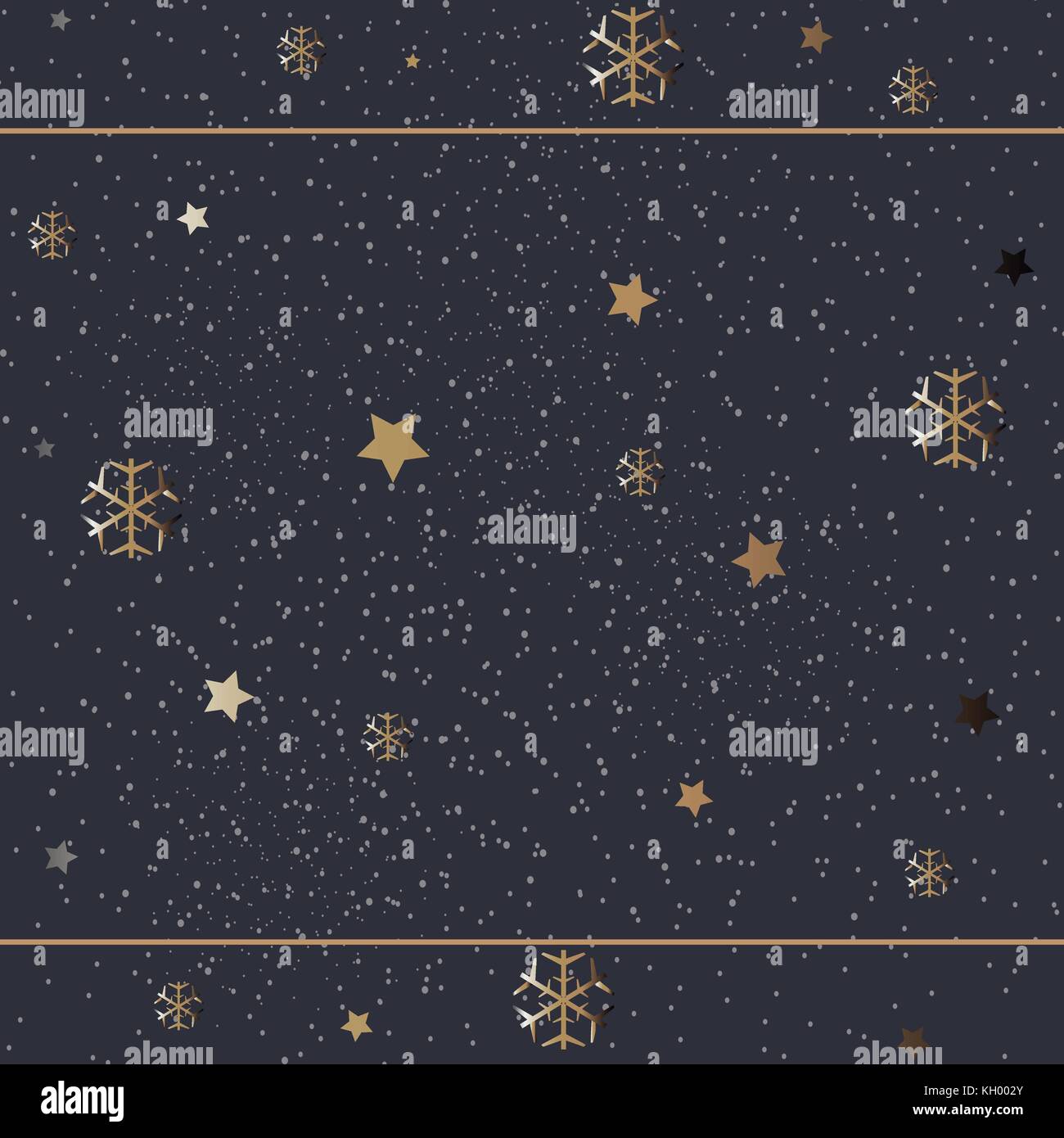 Seamless Pattern with golden snowflakes on light blue background with ...