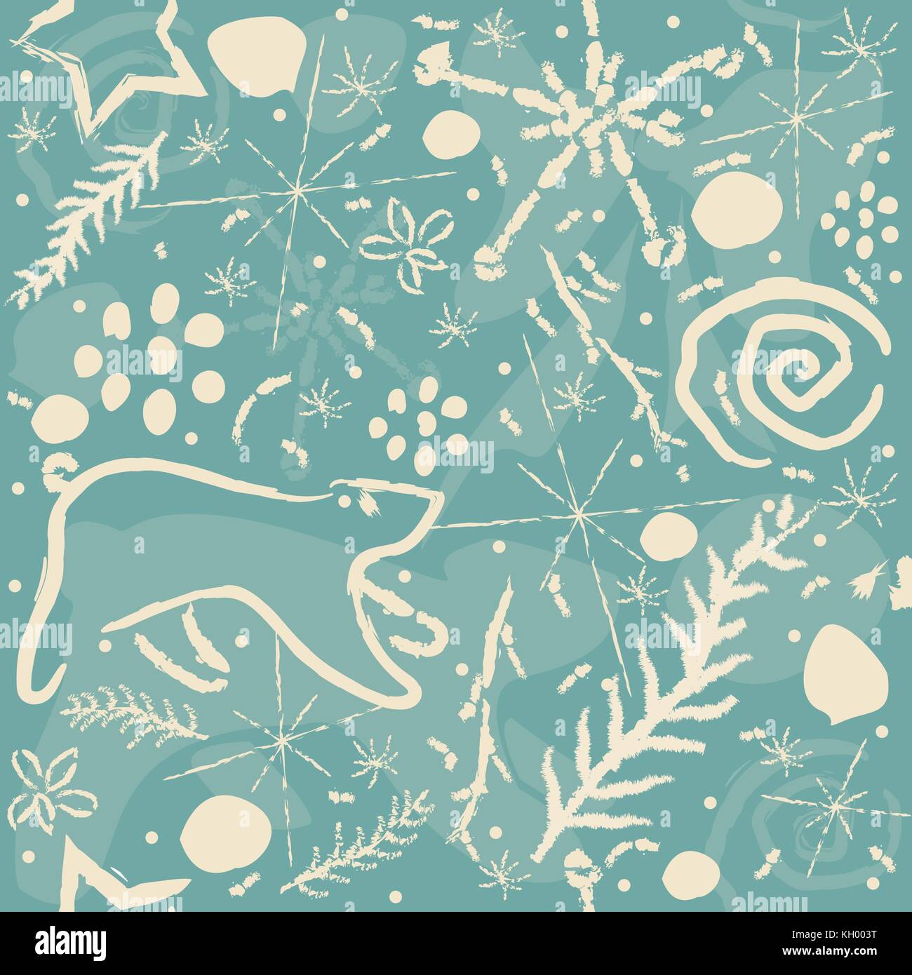 Seamless pattern with doodles on a blue background. Vector illustration ...