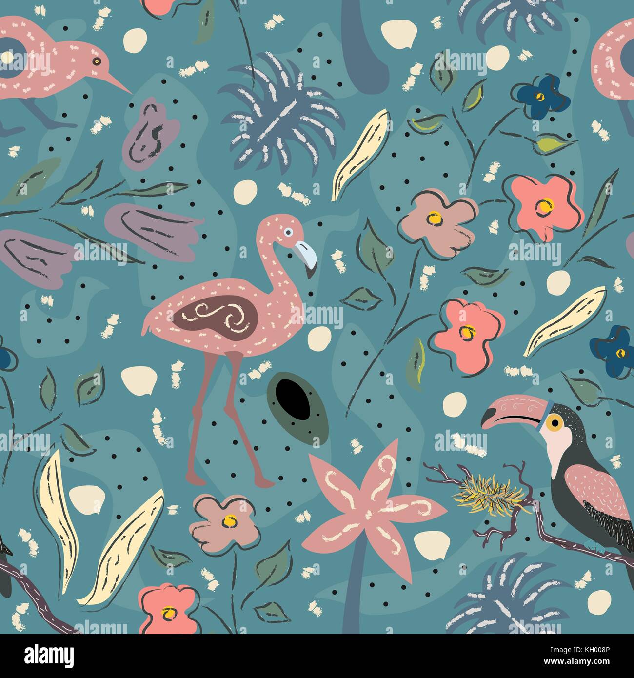 Seamless floral pattern of hand drawn flowers. Summer/Spring Collection ...