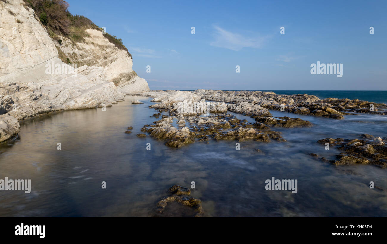 long exposure at Ancona beach Italy Stock Photo