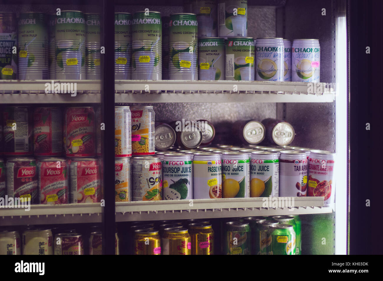 drink cans in refrigerator fridge Stock Photo Alamy